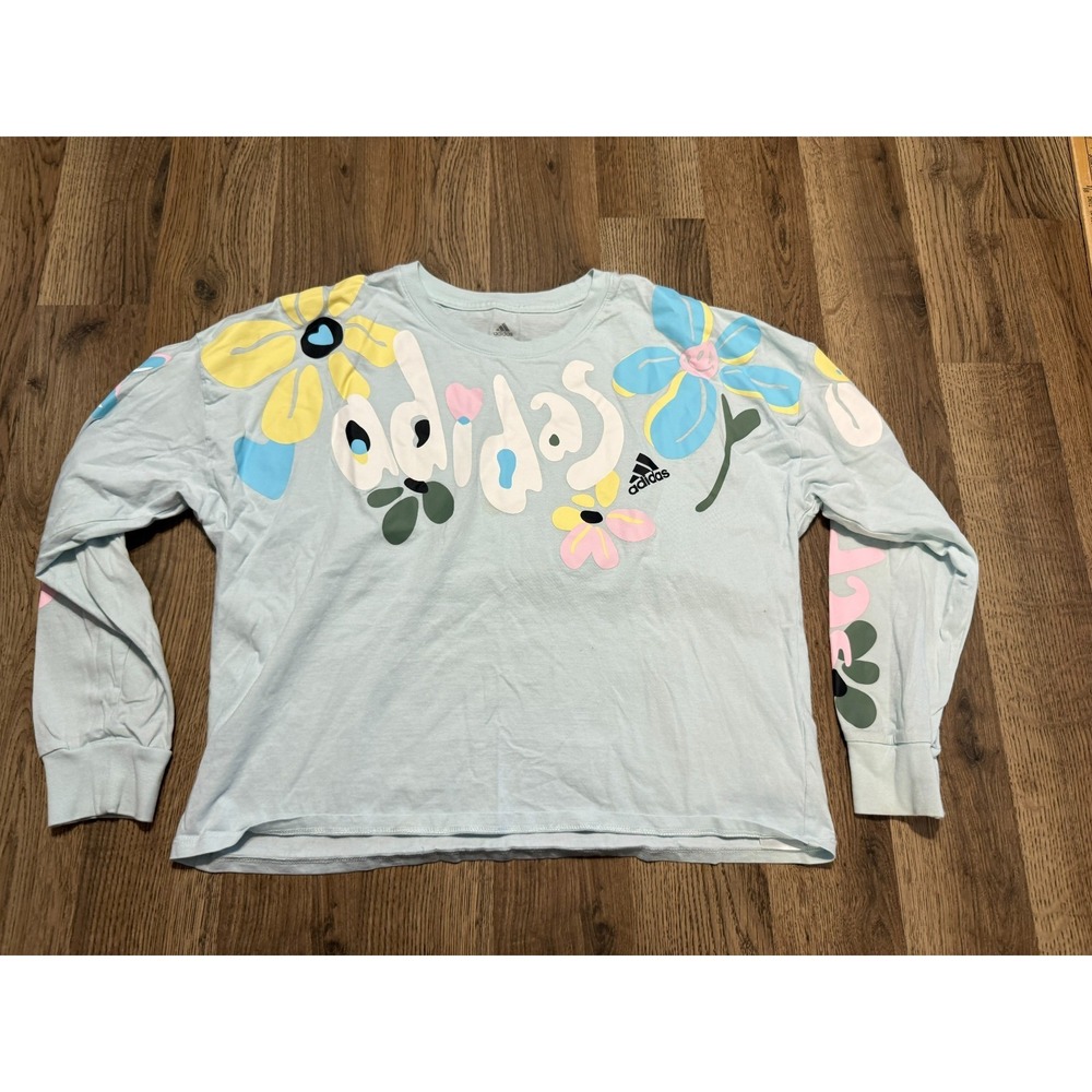 Adidas Shirt Youth Girl's Size XL Blue Yellow Pink Green White Black Flower